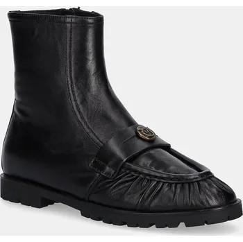 Dámské kozačky Kožené kotníkové boty Pinko Nora 03 dámské, černá barva, na plochém podpatku, SD0437P003Z99 SD0437.P003.Z99 99X, EUR 40