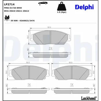 Brzdová destička DELPHI LP2714 Sada brzdových destiček, kotoučová brzda (LP2714)