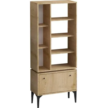 Knihovna Knihovna Fix Black and Oak, hnědá