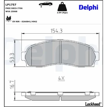 Brzdová destička DELPHI LP1757 Sada brzdových destiček, kotoučová brzda (LP1757)