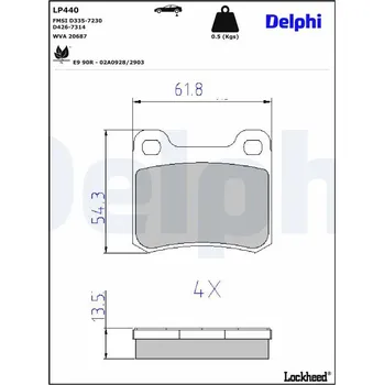 Brzdová destička Sada brzdových destiček, kotoučová brzda DELPHI LP440