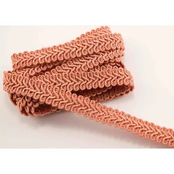 Galonový prýmek - smyčky - světlá korálová - šíře 1,5 cm