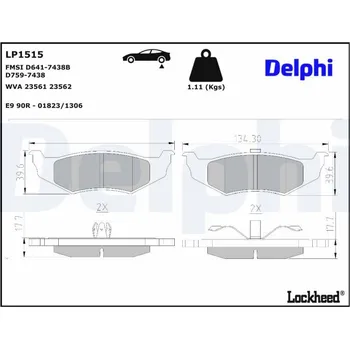 Brzdová destička Sada brzdových destiček, kotoučová brzda DELPHI LP1515