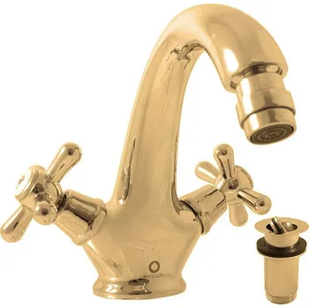 MORAVA RETRO - Bidetová baterie s výpustí, Zlatá lesklá MK143.0KZ, RAV Slezák Barva: ZLATÁ - lesklá, Rozměr: 1/2"