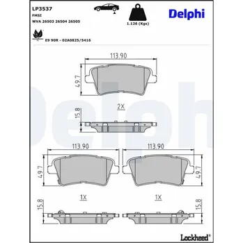 Brzdová destička Sada brzdových destiček, kotoučová brzda DELPHI LP3537