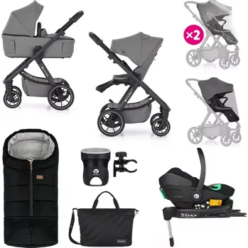 Kočárek PETITE&MARS Kočárek kombinovaný ICON 2v1 XXL RWS + Core Pro i-Size Black Grey + Báze Dove Grey