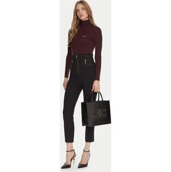 Dámské oblečení Elisabetta Franchi Kalhoty z materiálu PA-119-56E2-V440spodnie Černá Regular Fit 48