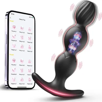 SuperLove Anal Beads Vibrating Butt Plug with App Black