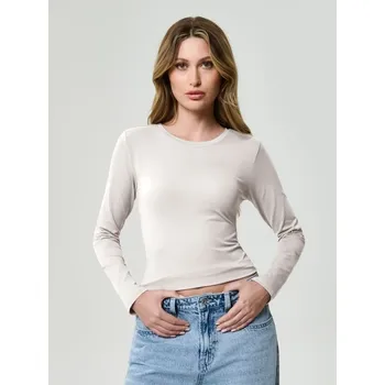 Dámská halenka Sinsay - Hladká halenka s&nbsp;dlouhými rukávy - krémová - 477EU-01X - 477EU-01X-M