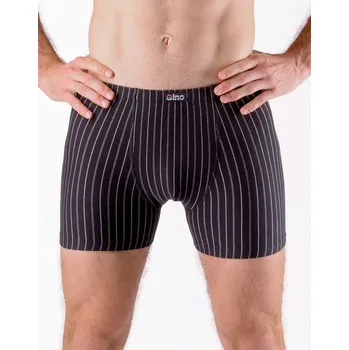 Boxerky Pánské boxerky delší nohavička, šité 74167P - černá šedá - 62/64