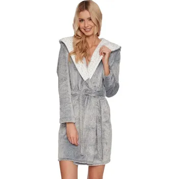 Dámské noční prádlo Dámský župan Candytuft šedý s ušima - S