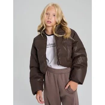 Sinsay - Krátká prošívaná bunda s límcem - tmavě hnědá - 528EZ-89X - 528EZ-89X-152