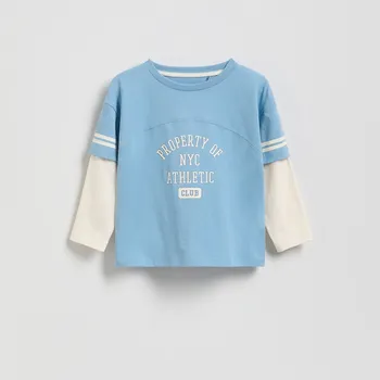 Chlapecké tričko Reserved - Bavlněné tričko s dlouhými rukávy - světle modrá - 075FI-50X - 075FI-50X-104