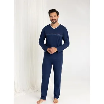 Pánské pyžamo Pánské pyžamo Regina- dlouhý rukáv- špičatý výstřih, tmavě modrá XXL i384_72432417