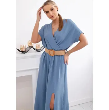 Dámské šaty Dámské dlouhé šaty z džínoviny s ozdobným páskem, UNI i519_29113-U