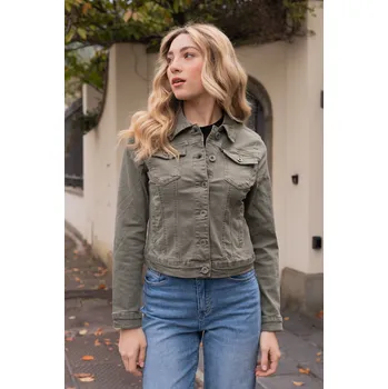 Dámská casual bunda Bunda džínová 3D-6292 Itálie barva: zelená-khaki, velikost: XL