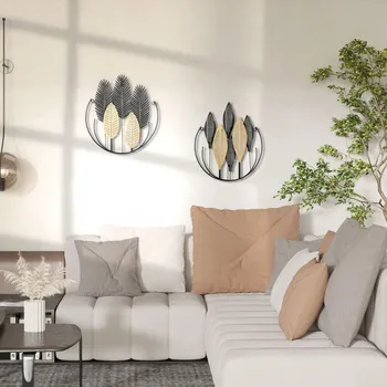 Nástěnná dekorace listy 40x46cm| přírodní + černá