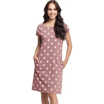 Dámská noční košile Dámská noční košile Anežka béžová s puntíky - M