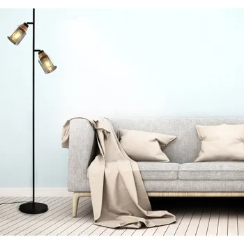 Lampička Briloner Stojací lampa 1486025 dva zdroje, kouřové sklo černá, kouřově šedá 2 x 10 W LED - Doprava zdarma