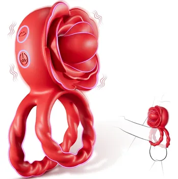 SuperLove Licking Tongue Vibrating Cock Ring Red