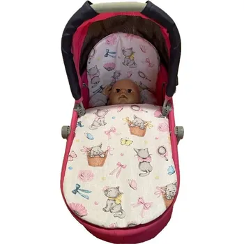 SDS Peřinky do kočárku pro panenky Veselé kočičky Bavlna, výplň: Polyester, 1x 27x40 cm / 25x20 cm