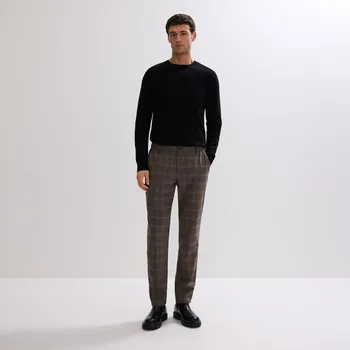 Reserved - Chino kalhoty slim fit v kostce - tmavě hnědá - 975EV-89P - 975EV-89P-XL