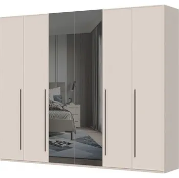 Šatní skříň Šestidvéřová šatní skříň se zrcadlem Baptiste - béžová