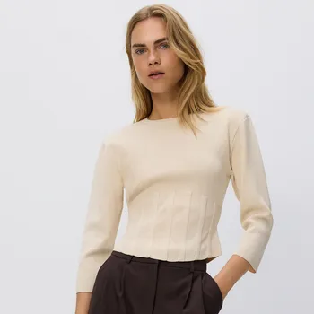 Reserved - Tričko s ozdobnou spodní částí - krémová - 362IX-01X - 362IX-01X-S