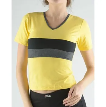 Dámské tričko Dámské tričko s krátkým rukávem, krátký rukáv, šité 98009P - citronová tm. šedá - S