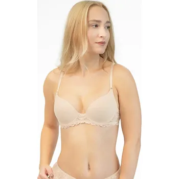Podprsenka GINA dámské podprsenka push-up, šité, s krajkou, jednobarevné La Femme 17006P - písková - 75C