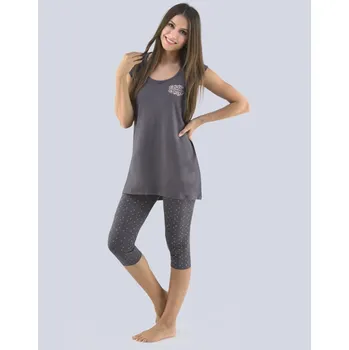 Dámské pyžamo Dámské 3/4 pyžamo 19078P - tm. šedá pleťová - S