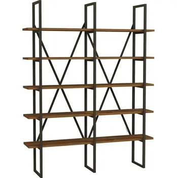 regál Regál Burgaz Black and Walnut, tmavě hnědá