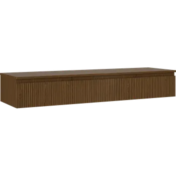 Koupelnový nábytek Mexen Rivel koupelnová skříňka pod umyvadlo 160 cm s deskou, 1 zásuvka, drážkovaná, ořech - 91A20-16023-1-BFC86 Koupelnové skříňky