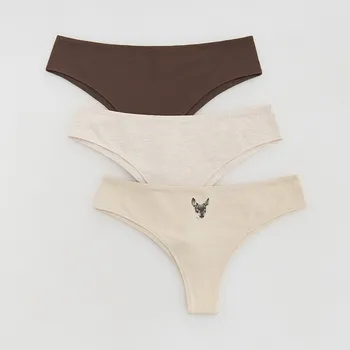 Kalhotky Reserved - Bavlněné kalhotky brazilky 3 pack - béžová - 560EZ-80X - 560EZ-80X-XL