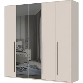 Šatní skříň Pětidvéřová šatní skříň se zrcadlem Baptiste - béžová