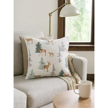 Polštář Sinsay - Zimní dekorativní polštář s motivem sobů a stromů - vícebarevná - 380GO-MLC - 380GO-MLC-ONE