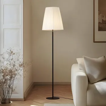 Lampička Stojací lampa Lindby Virelle, černá/bílá, textil, výška 170 cm bílá, černá 1 x 15 W LED - Doprava zdarma