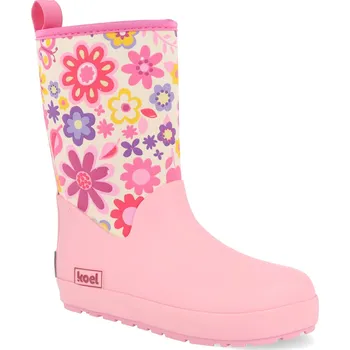 Chlapecká obuv Barefoot dětské holínky Koel - Neopren Fuchsia flower růžové Velikost: 23