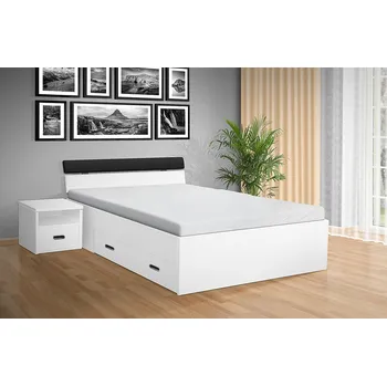 Postel Nabytekmorava postel s úložným prostorem RAMI M 160x200 cm barva lamina: Bílá 113, matrace: bez matrace