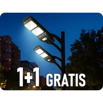 LED solární pouliční svítidlo 8W, 1000lm, 1+1 zdarma! Studená bílá