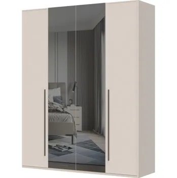 Šatní skříň Čtyřdvéřová šatní skříň se zrcadlem Baptiste - béžová