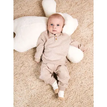 Pánská mikina Sinsay - Mikina s ozdobnými knoflíky - béžová - 7567Q-80X - 7567Q-80X-80