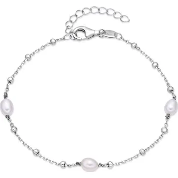 Náramek NUBIS® Stříbrný náramek s přírodními perličkami - NB-1298