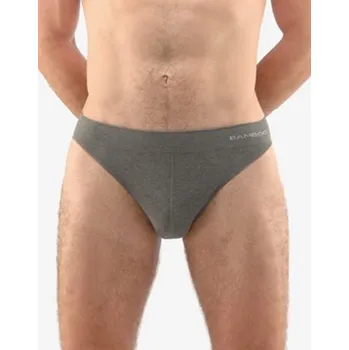 Slipy Pánské slipy s úzkým bokem, úzký bok, bezešvé, jednobarevné Eco Bamboo 50004P - šedá bílá - XL/XXL