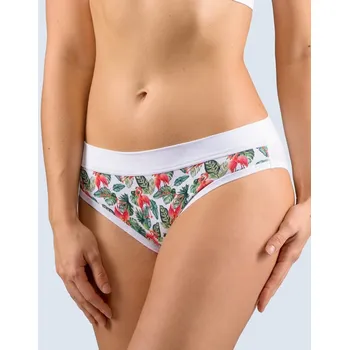 Kalhotky Dámské kalhotky bokové, širší bok, šité, s potiskem Disco Bamboo 2 16168P - bílá lahvová - 42/44