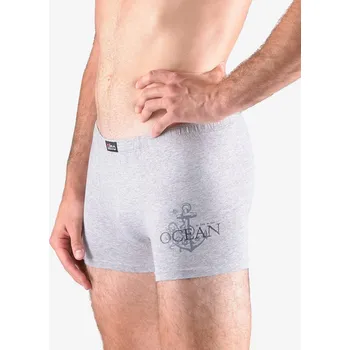 Pánská móda Pánské boxerky s kratší nohavičkou, kratší nohavička, šité, s potiskem 73115P - sv. šedá tm. šedá - 46/48