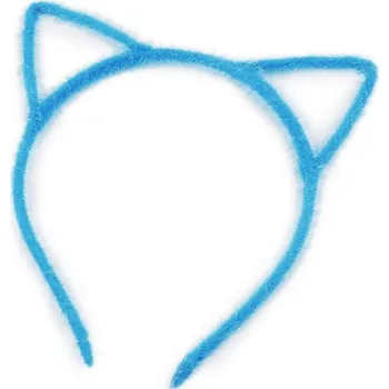 Čelenka Chlupatá čelenka do vlasů kočka - 5 modrá