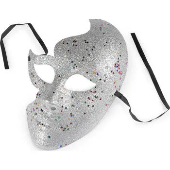 Karnevalová maska Benátská maska - škraboška Balení: 1 ks, Varianta: 1 stříbrná - 8596475693684