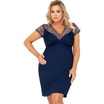 Dámská noční košile Luxusní noční košilka Greta II tmavě modrá plus size - 3XL