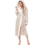 Dámský huňatý župan Flower béžový dlouhý - XXL